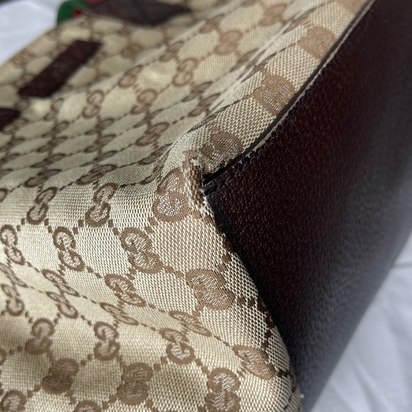 Authentic Gucci GG Monogram Supreme Sherry Web Satchel Tote Bag with COA - Picture 12 of 17